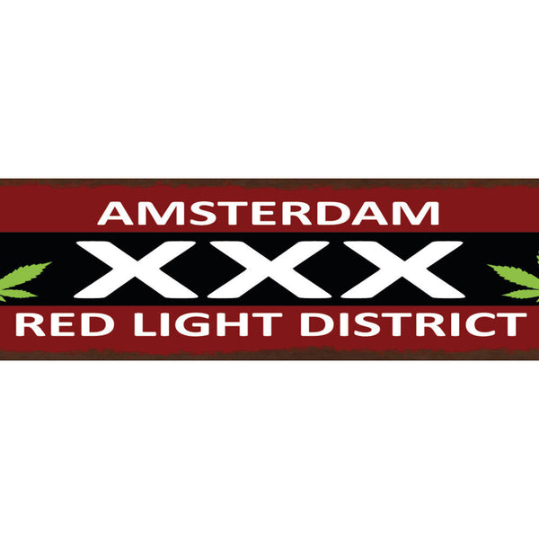 Schild Amsterdam Red Light District XXX Hanf Holland 46 x 10 Blech od.Holz