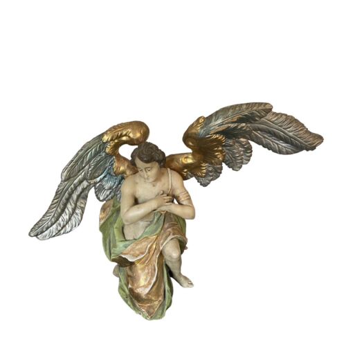 Großer Anbetungs Engel Holzengel Um 1900 Oder früher H 65 B 95 T 45