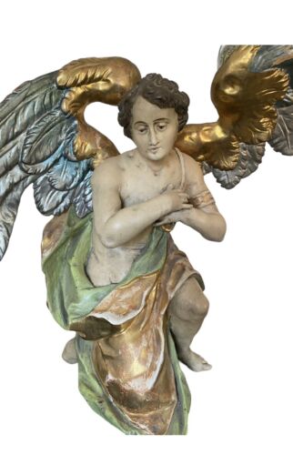 Großer Anbetungs Engel Holzengel Um 1900 Oder früher H 65 B 95 T 45