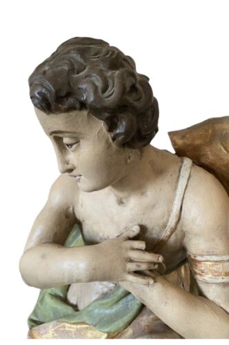Großer Anbetungs Engel Holzengel Um 1900 Oder früher H 65 B 95 T 45