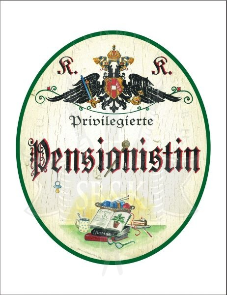 KuK Nostalgie Holzschild - Privilegierter Pensionist - Buch Hobbies TH