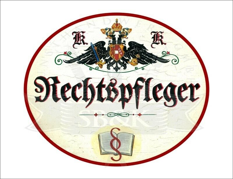 KuK Nostalgie Holzschild - Rechtspfleger - Paragraph Buch TH