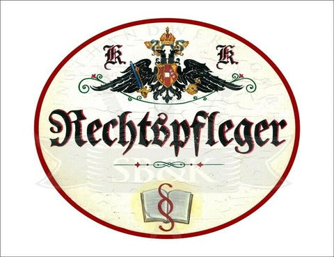 KuK Nostalgie Holzschild - Rechtspfleger - Paragraph Buch TH