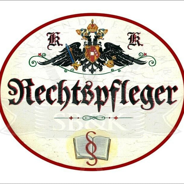 KuK Nostalgie Holzschild - Rechtspfleger - Paragraph Buch TH