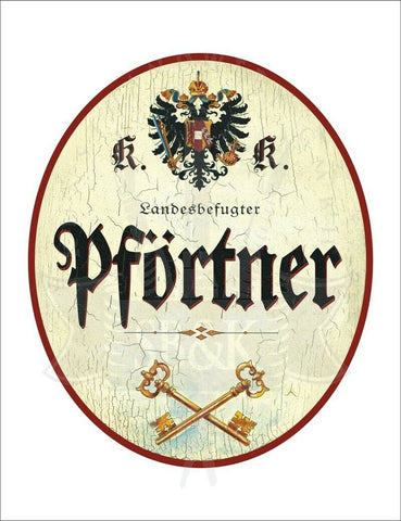 KuK Nostalgie Holzschild - Landesbefugter Pförtner - Schlüssel TH
