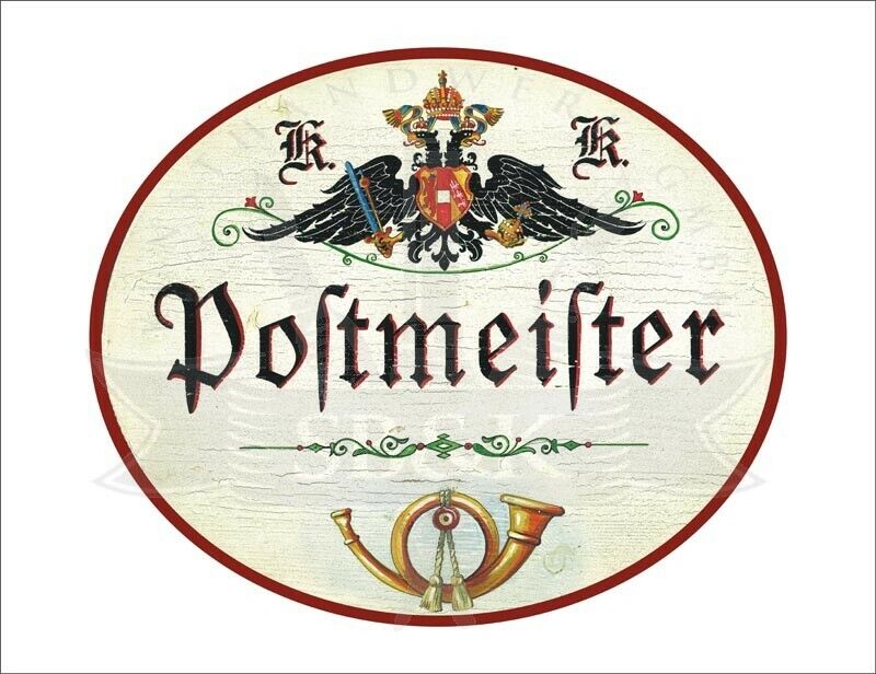 KuK Nostalgie Holzschild - Postmeister - Posthorn TH