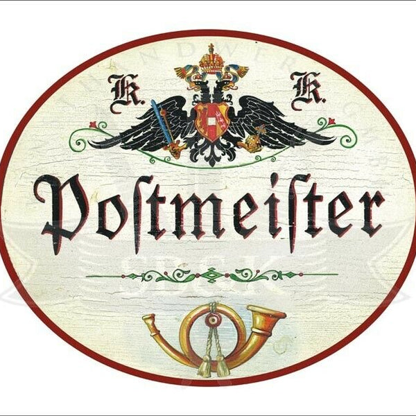 KuK Nostalgie Holzschild - Postmeister - Posthorn TH