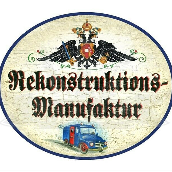 KuK Nostalgie Holzschild - Rekonstruktions-Manufaktur - Lieferwagen LKW TH