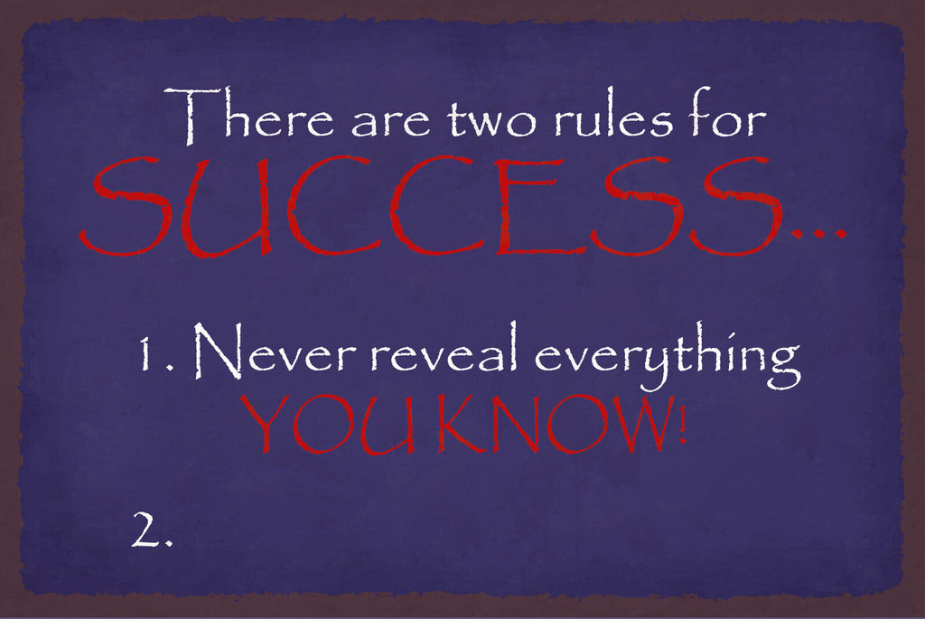 Schild Rules Success Erfolg Regeln Geheim 12x18 / 20x30 / 30x40 Blech od. Holz
