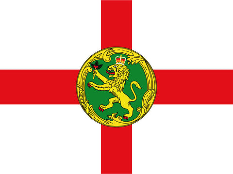 Schild Flagge Alderney Grossbritannien Fahne 12x18 / 20x30 / 30x40 Blech od.Holz