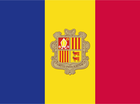 Schild Flagge Fürstentum Andorra EU Fahne 12x18 / 20x30 / 30x40 Blech od. Holz