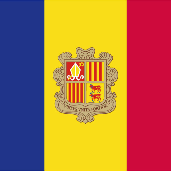 Schild Flagge Fürstentum Andorra EU Fahne 12x18 / 20x30 / 30x40 Blech od. Holz
