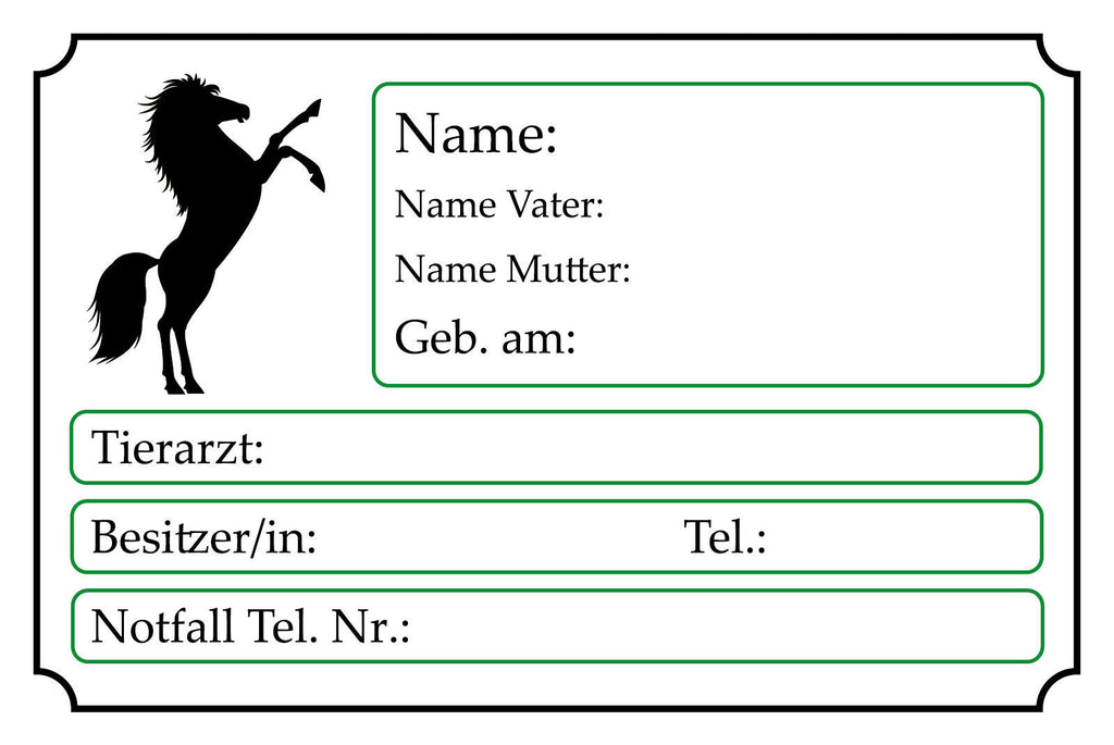 Schild Pferd Name Karte Besitzer Reiten 12x18 / 20x30 / 30x40 Blech od. Holz