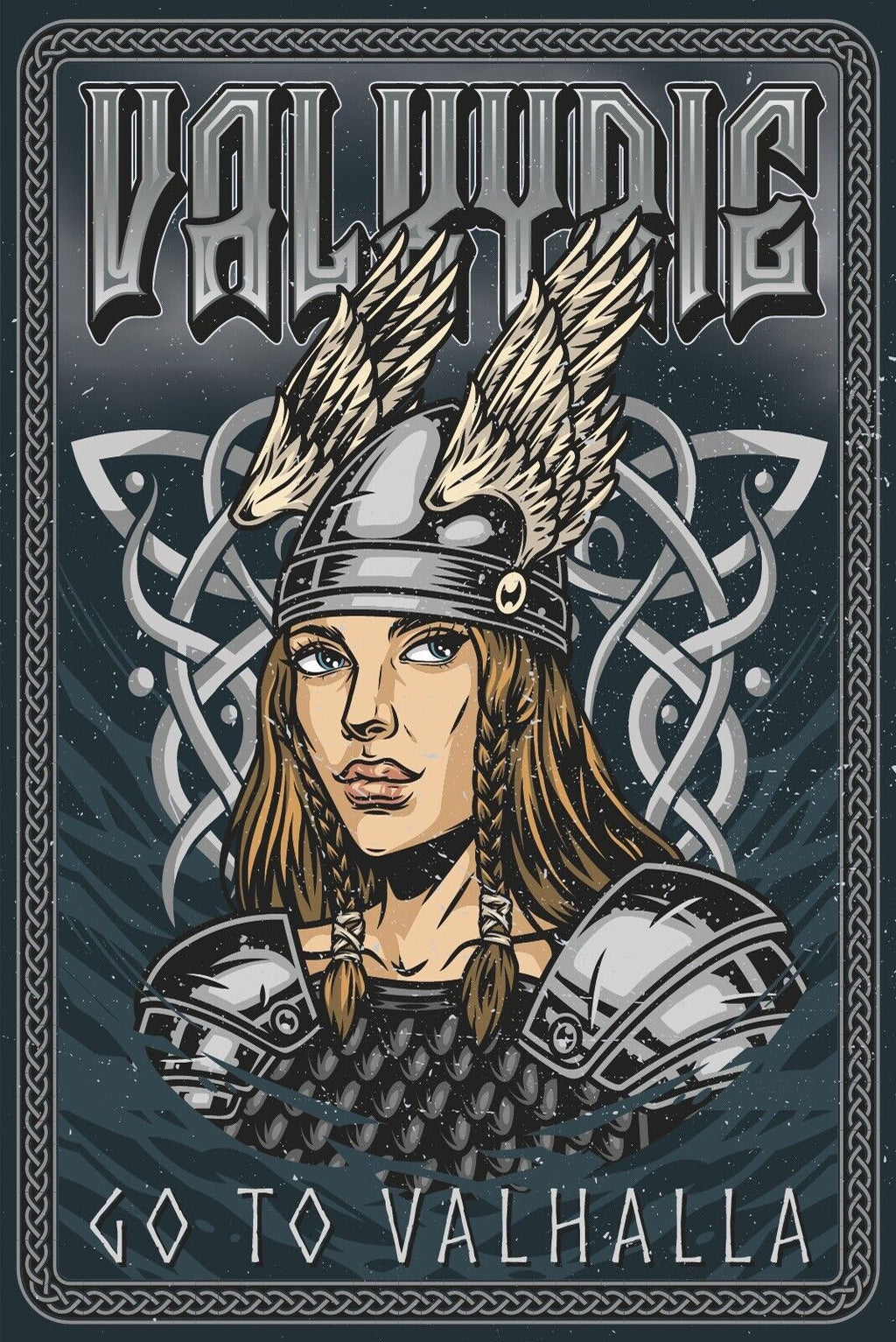 Schild Valkyrie Valhalla Vikinger Frau Helm 12x18 / 20x30 / 30x40 Blech od. Holz