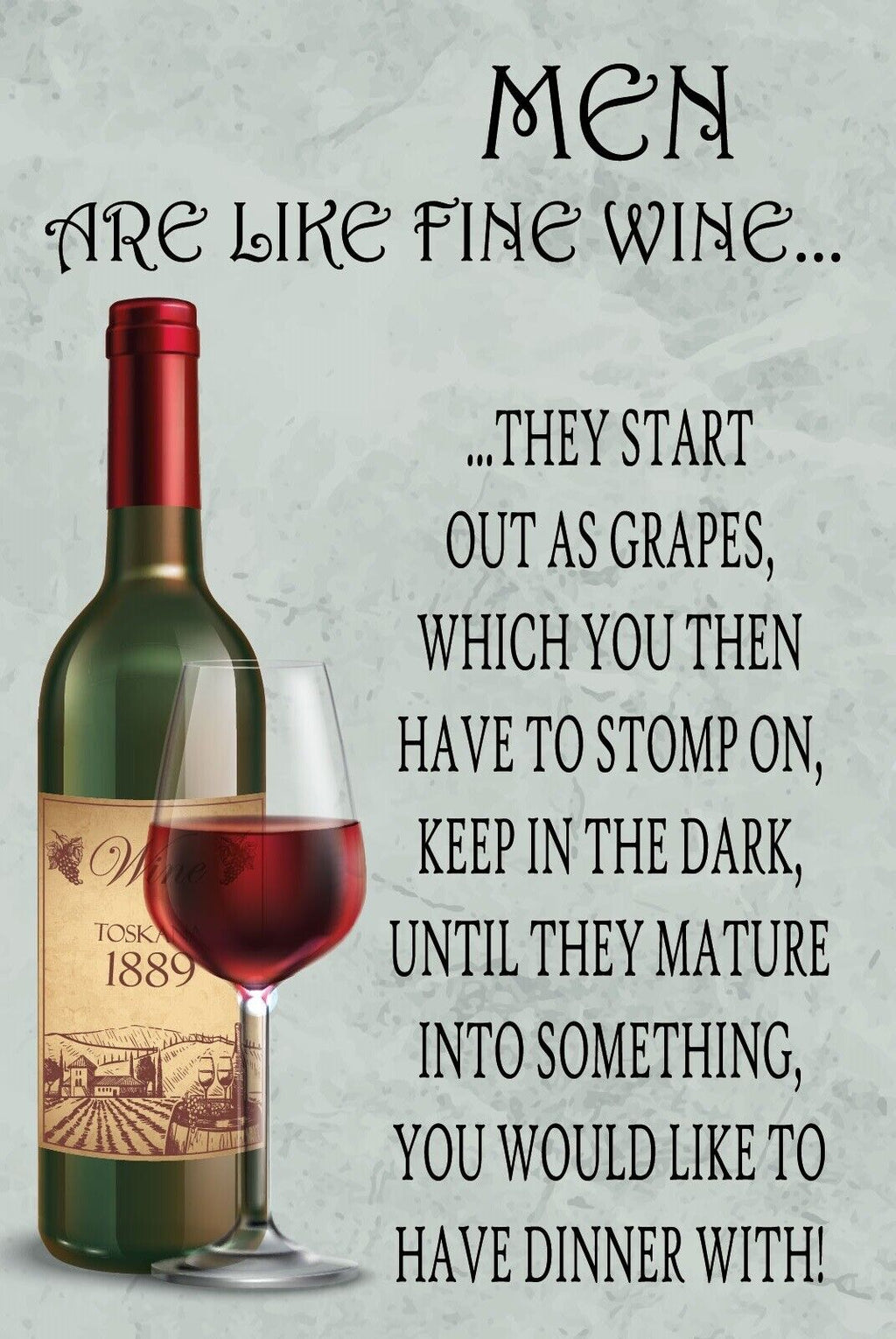 Schild Men Männer Fine Wine Wein Grapes 12x18 / 20x30 / 30x40 Blech od. Holz