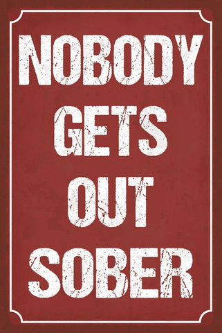 Schild Nobody Sober Nüchtern Alkohol Party 12x18 / 20x30 / 30x40 Blech od. Holz