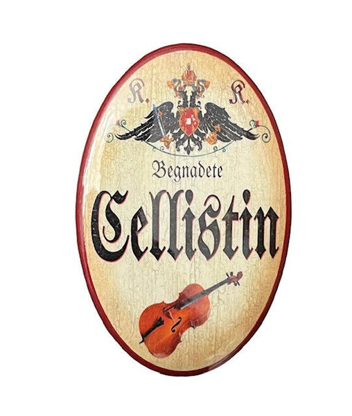 K&K Nostalgie Flaschenöffner Cello Magnet Begandete Cellistin  7x4,5cm