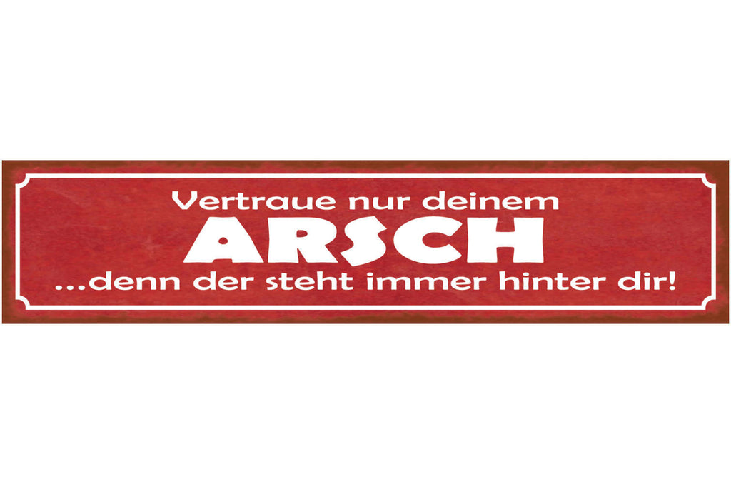 Schild Vertraue Nur Deinem Arsch Denn Der Steht Immer Hinter Dir Hintern 46 x 10