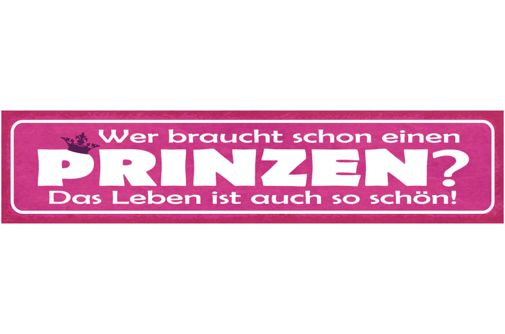 Schild Wer Braucht Schon Einen Prinzen Das Leben Ist Auch So Schön Liebe 46 x 10