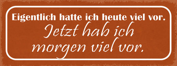 Schild Eigentlich Hatte Ich Heute Viel Vor Jetzt Habe Ich Morgen Viel Vor 27x10