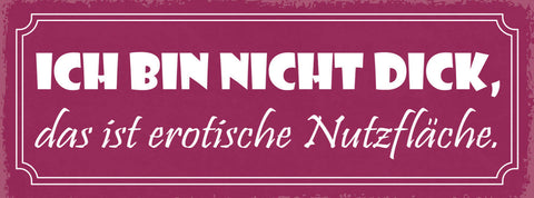 Schild Ich Bin Nicht Dick Das Ist Erotische Nutzfläche 27x10 Blech od.Holz