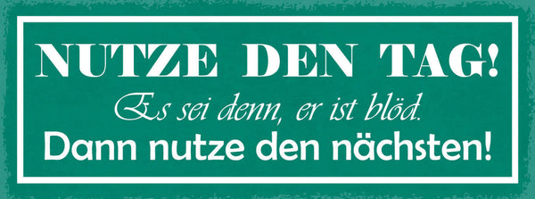 Schild Nutze Den Tag Es Sei Den Er Ist Blöd Dann Nütze Den Nächsten Leben 27x10