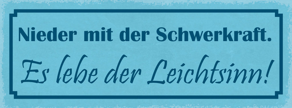 Schild Nieder Mit Der Schwerkraft Es Lebe Der Leichtsinn 27x10 Blech od.Holz