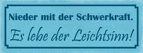 Schild Nieder Mit Der Schwerkraft Es Lebe Der Leichtsinn 27x10 Blech od.Holz