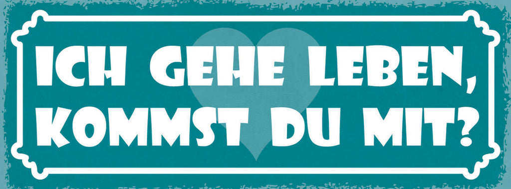 Schild Ich Gehe Leben Kommt Du Mit Liebe Arbeit Freizeit 27x10 Blech od.Holz