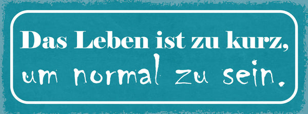 Schild Das Leben Ist Zu Kurz Um Normal Zu Sein Verrückt 27x10 Blech od.Holz