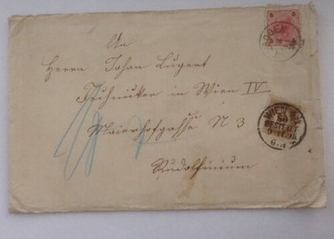 Brief Österreich 5 Kreuzer & Portomarke Wien Leoben J1