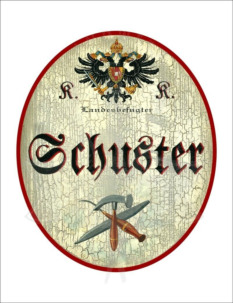 KuK Nostalgie Holzschild - Landesbefugter Schuster - Hammer Werkzeug TH