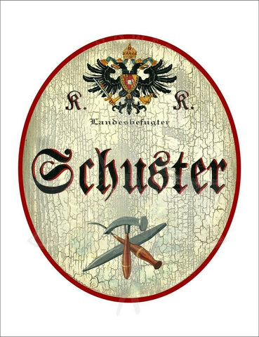 KuK Nostalgie Holzschild - Landesbefugter Schuster - Hammer Werkzeug TH