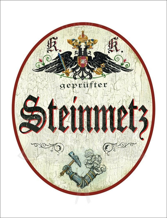 KuK Nostalgie Holzschild - Geprüfter Steinmetz - Wappen Hammer TH