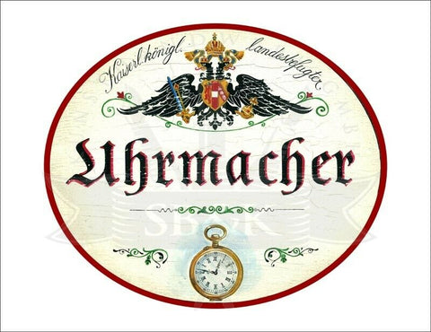 KuK Nostalgie Holzschild - Landesbefugter Uhrmacher - Taschenuhr TH