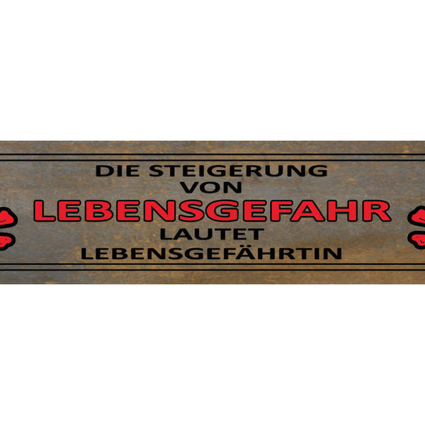 Schild Lebensgefahr Lebensgefährtin Partner Ehe Beziehung 46 x 10 Blech od. Holz