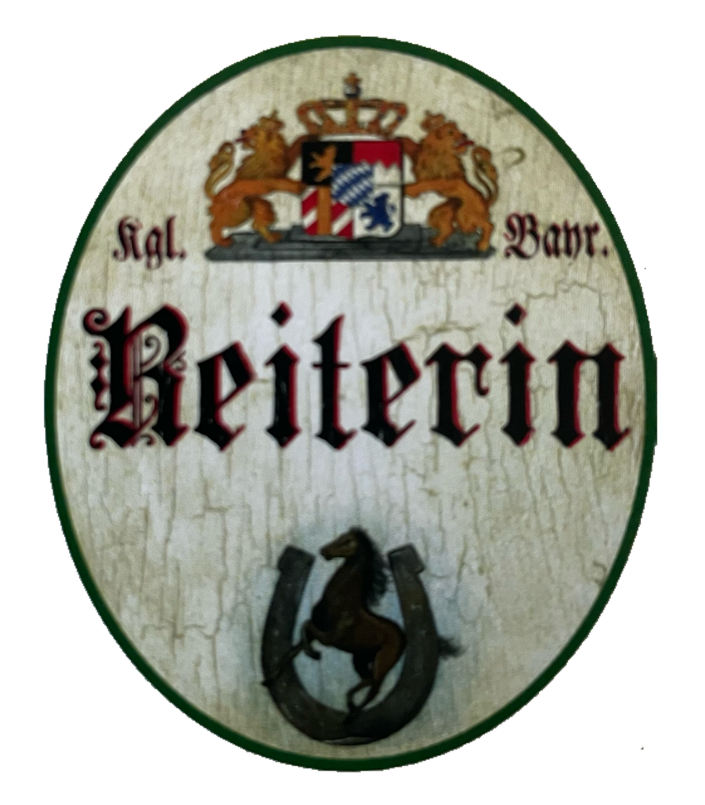 Nostalgie Holzschild Bayern Königlich Bayerische Reiterin Pferd Reiten Schild