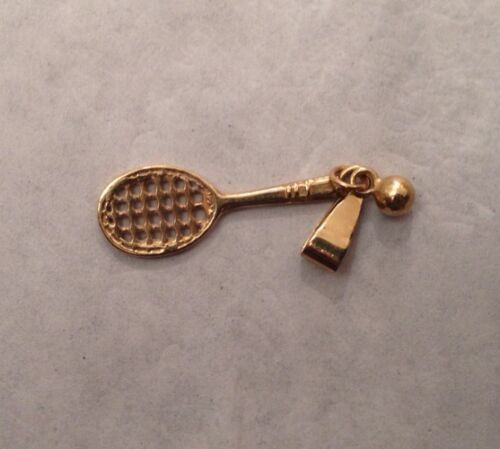 585 Gold Anhänger Tennisschläger mit Ball 3 cm 12518