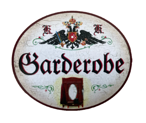 KuK Nostalgie Holzschild “Garderobe“ Kleider Schrank Spiegel Kasten Kleidung