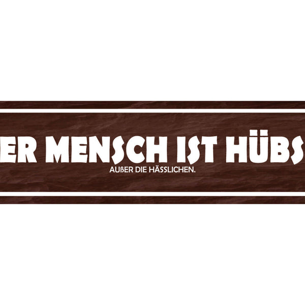 Schild Jeder Mensch ist Hübsch Hässlich Schön Attraktiv 46 x 10 Blech od. Holz