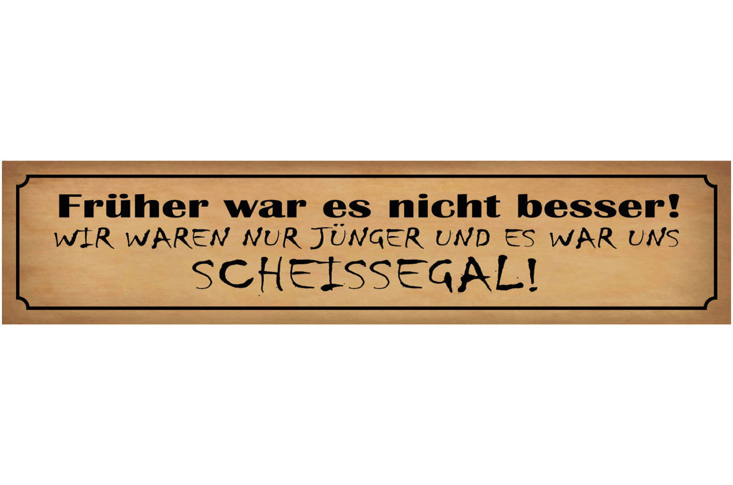 Schild Früher Nicht Besser Jünger Jung Jugend Scheissegal 46 x 10 Blech od. Holz