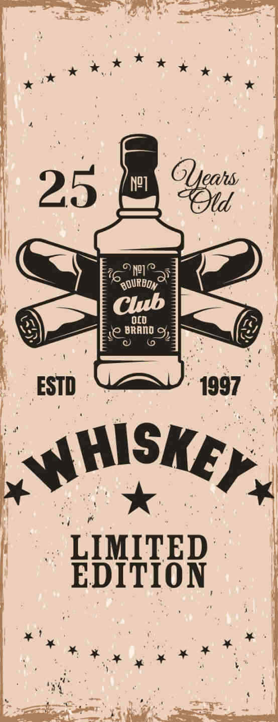 Schild Whiskey Limited Edition 25 Years Old Whisky Alkohol 27x10 Blech od.Holz