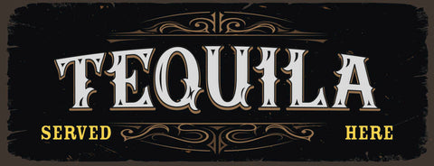 Schild Tequila Served Here Alkohol Spirituose Bar Mexiko 27x10 Blech od.Holz
