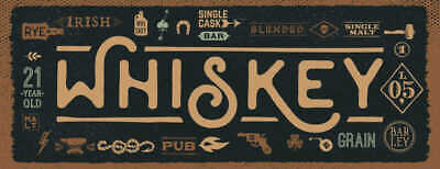Schild Whiskey Irish Pub Bar Single Malt Whisky Alkohol 27x10 Blech od.Holz