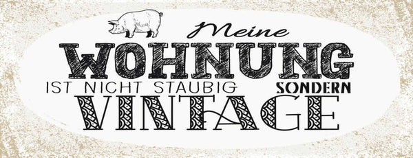 Schild Meine Wohnung Ist Nicht Staubig Sondern Vintage Staub 27x10 Blech od.Holz
