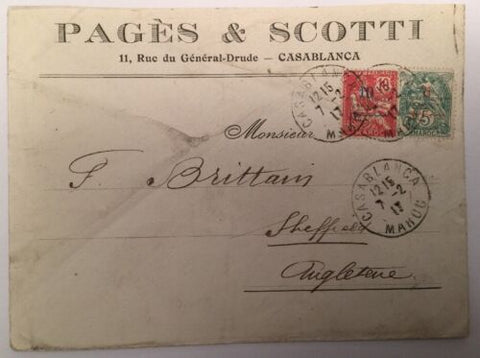 Brief Marokko Maroc  Protectorat Francaise Casablanca 15.5x11.5 14549A