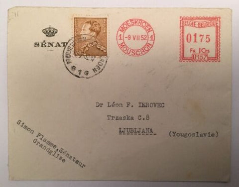 Brief Belgien Moeskroen Ljubljana 1952 14548A