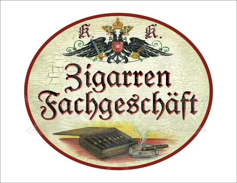 KuK Nostalgie Holzschild - Zigarren Fachgeschäft - Zigarrenbox Aschenbecher TH