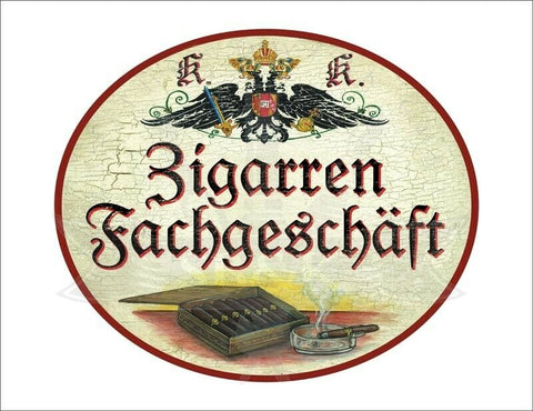 KuK Nostalgie Holzschild - Zigarren Fachgeschäft - Zigarrenbox Aschenbecher TH