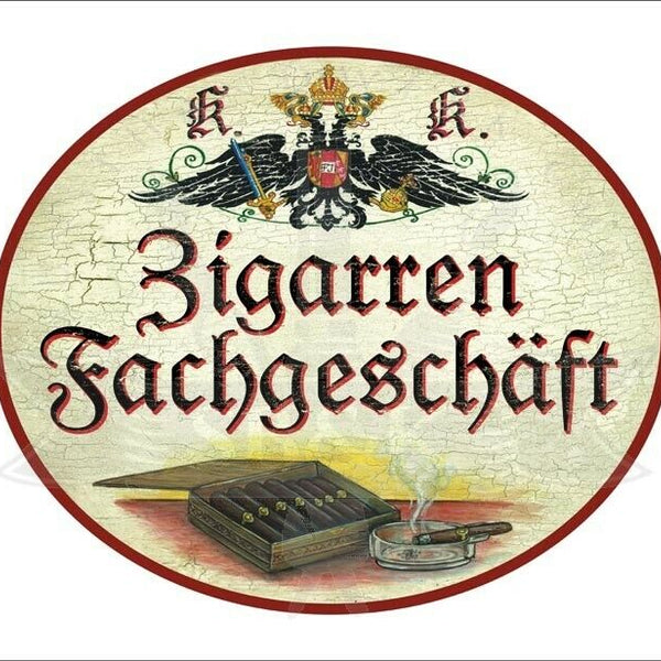 KuK Nostalgie Holzschild - Zigarren Fachgeschäft - Zigarrenbox Aschenbecher TH